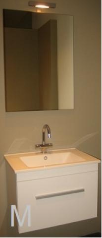 Set M1: M-Line wastafelmeubel 65cm m/spiegel+lamp wit